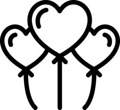 Heart Shaped Balloons Sketch Drawing Svg, Free Vectors File